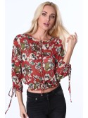 Rote dünne Bluse mit Blumen MP28546 – Online-Shop – Boutique